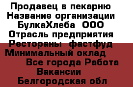 Продавец в пекарню › Название организации ­ БулкаХлеба, ООО › Отрасль предприятия ­ Рестораны, фастфуд › Минимальный оклад ­ 28 000 - Все города Работа » Вакансии   . Белгородская обл.